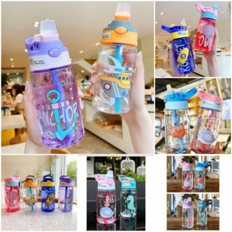 BOTOL COUPLE 2 SIS / BOTOL ANAK BABY FLY OCEAN / BOTOL AIR MINUM LUCU