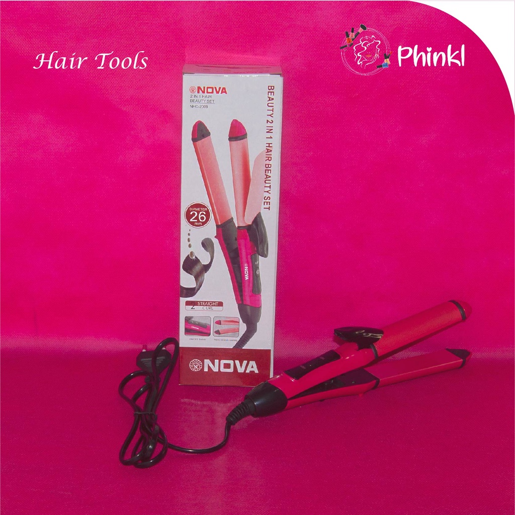 `ღ´ PHINKL `ღ´ Catok nova 2in1 kecil bisa lurus dan keriting pelurus rambut ceramic cepat panas hasil tahan lama