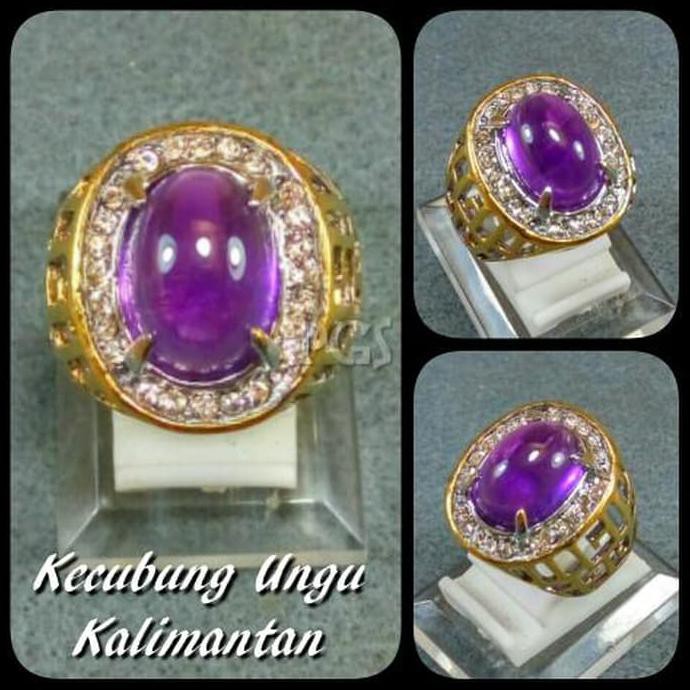 Cincin Batu Akik Natural Kecubung Ungu Pangkalan Bun Kalimantan