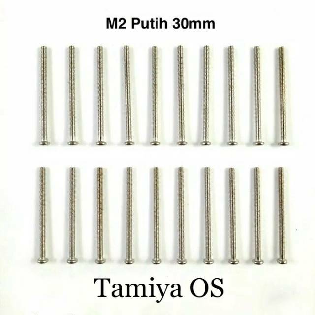 Rep Tamiya Screw M2 / Baut Putih / Baut Silver 30 mm - 20 pcs (NS829)