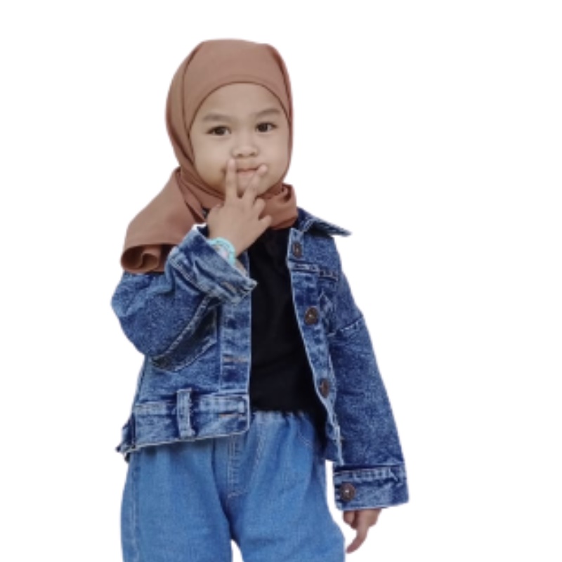 JAKET JEANS ANAK UNISEX UMUR 2- 12 TAHUN  DENIM SANDWASH TERBARU KEKINIAN