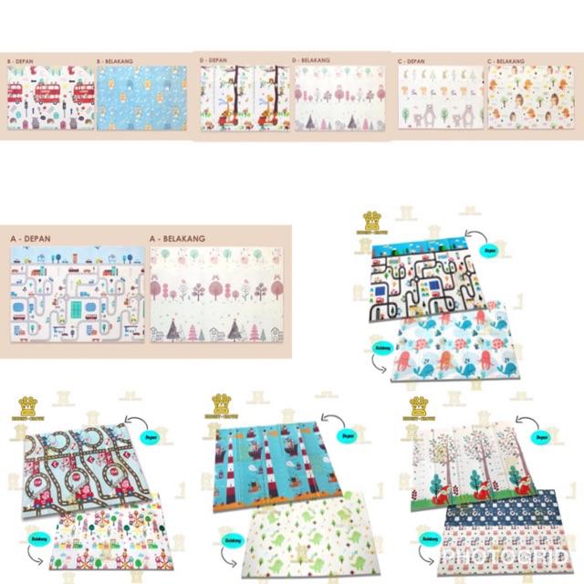 (DENGAN TAS) PREMIUM PLAYMAT ANAK BAYI XPE Uk 200 x 150 cmTEBAL 1 CM MOTIF BOLAK BALIK-RANDOM + TAS