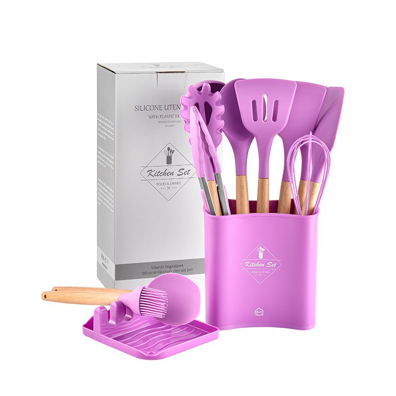 Square Bucket Utensil Set 13pcs 1092 spatula peralatan masak silicone utensil set KITCHEN SET