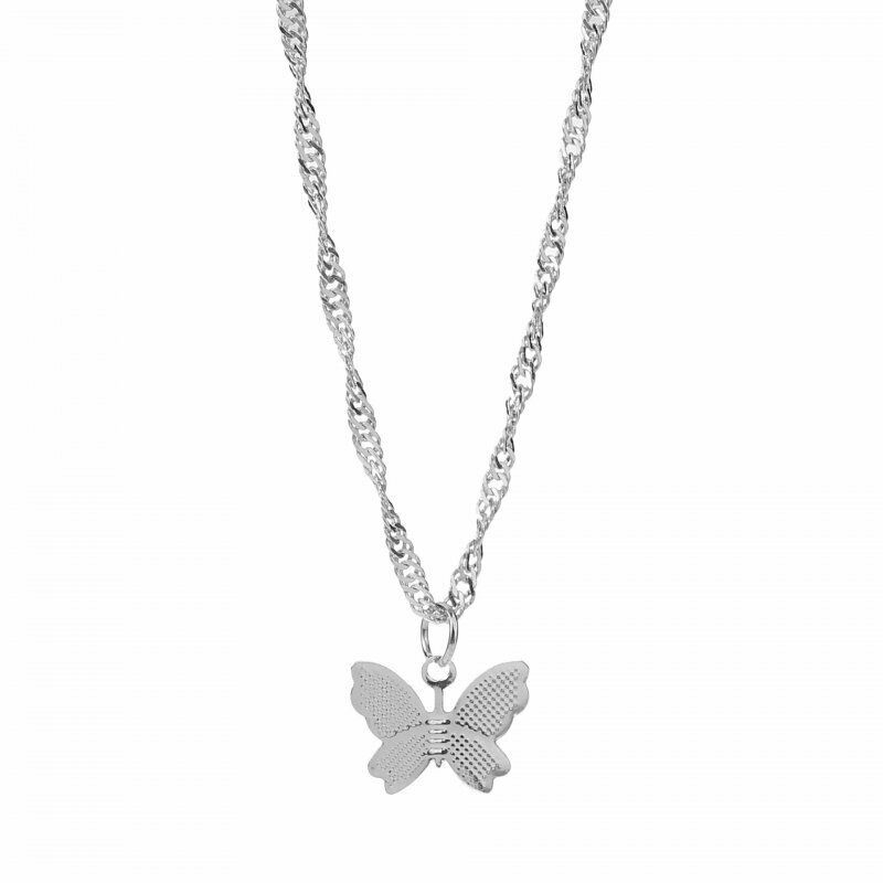 BUTTERFLY Kalung Rantai Dengan Liontin Kupu-Kupu Warna Gold Dan Silver Gaya Korea Untuk Wanita