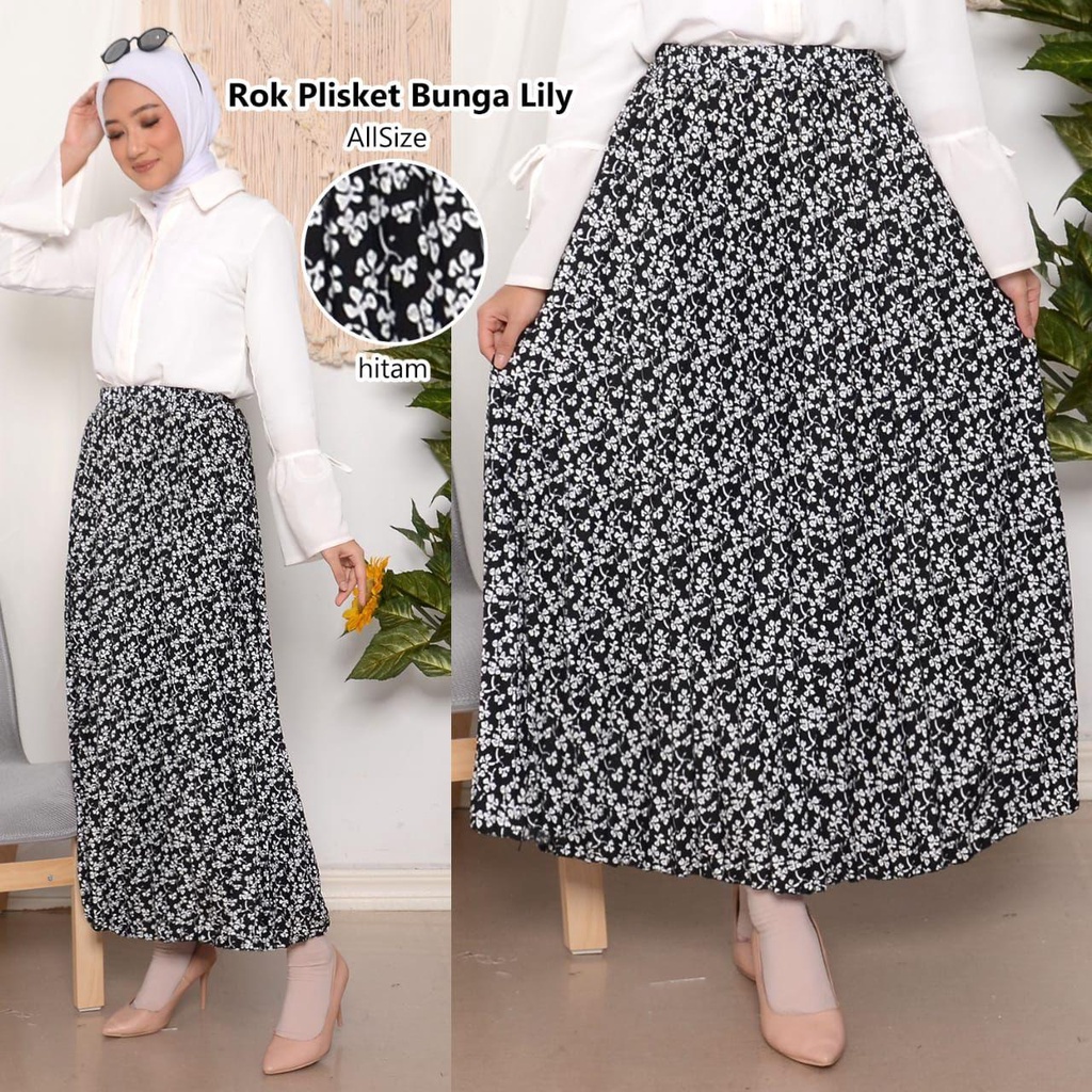 ROK PLISKET BUNGA LILY/ ROK PLIKET PREMIUM/ ROK WANITA