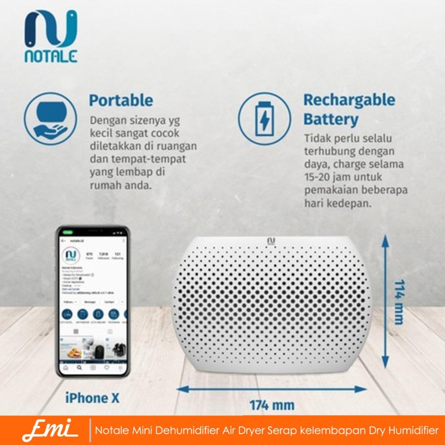 Notale Mini Dehumidifier Air Dryer Serap kelembaban Dry Humidifier