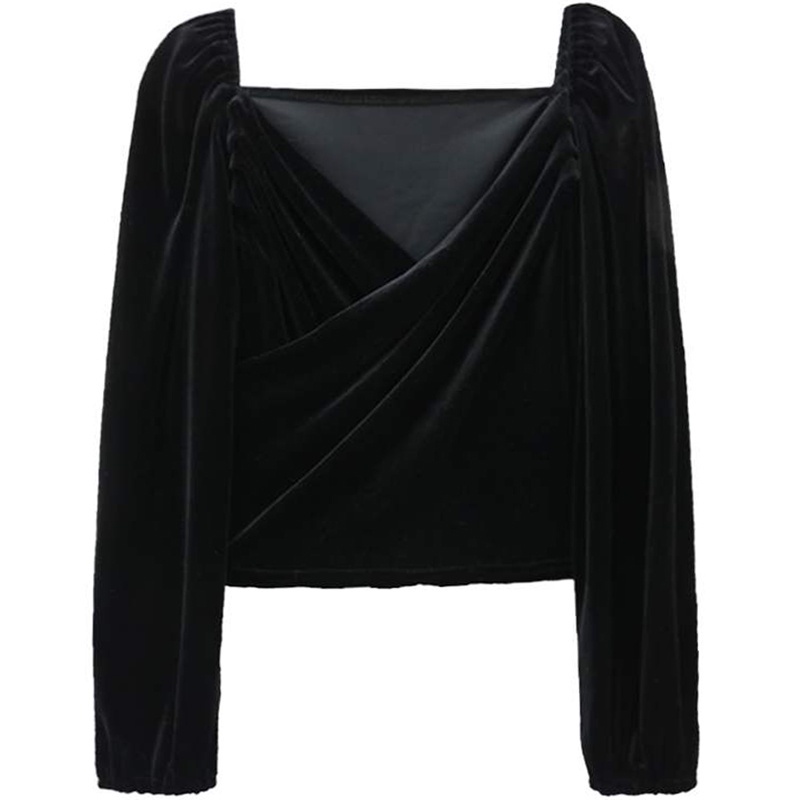 XIAOZHAINV Korean Lengan Panjang Velvet Blouse Atasan