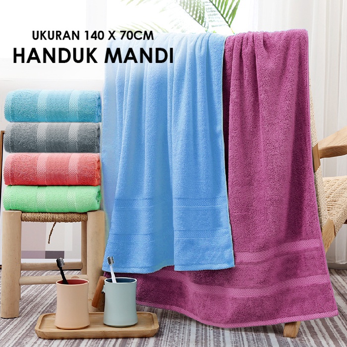 Handuk Mandi Dewasa Tebal Ukuran 140cm X 70cm Handuk Mandi 100% Bahan Polyester High Quality Daya Serap Air Anti Bau Terbaru Handuk Premium H17