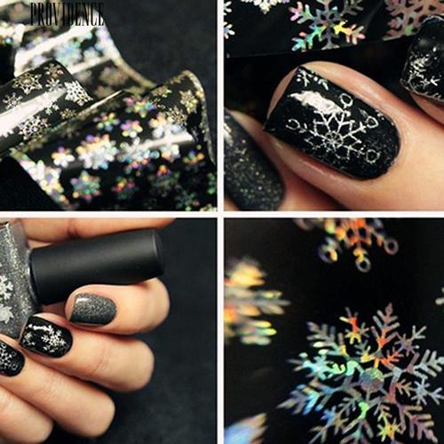 [Bayar Di Tempat] 1 Lembar Natal Snowflake Pola Nail Foil Nail Art DIY Transfer Sticker Kertas