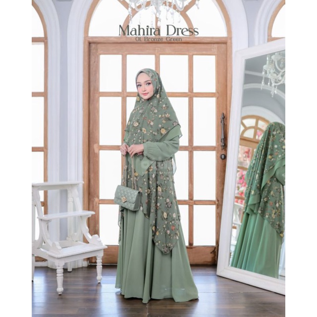 Mahira Dress Set by Attin / Gamis motif bunga /Gamis Set hijab