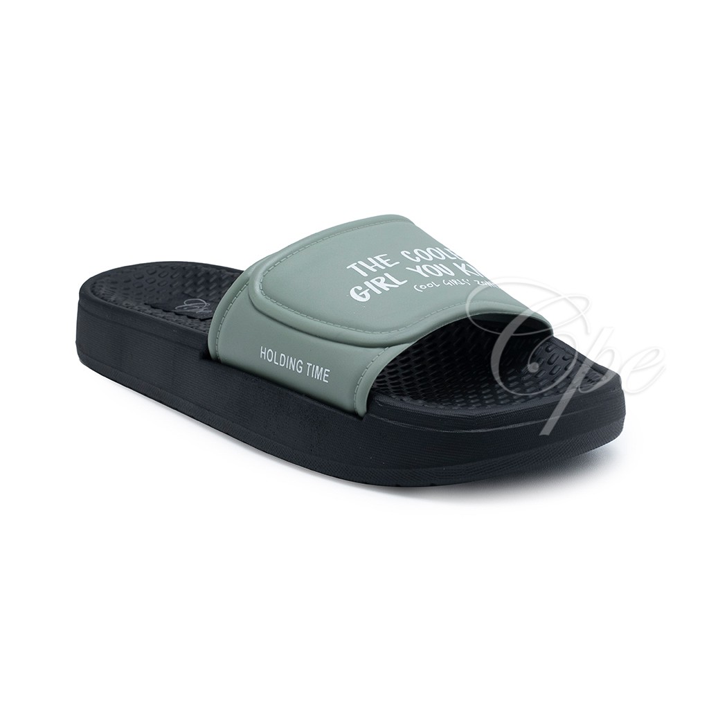 CPE SLPT V CUTIES Sandal Slop Slip On Teplek Wanita Sandal Cewek-Words Green