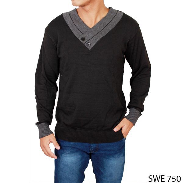 Sweater Pria Dewasa Rajut Hitam – SWE 750