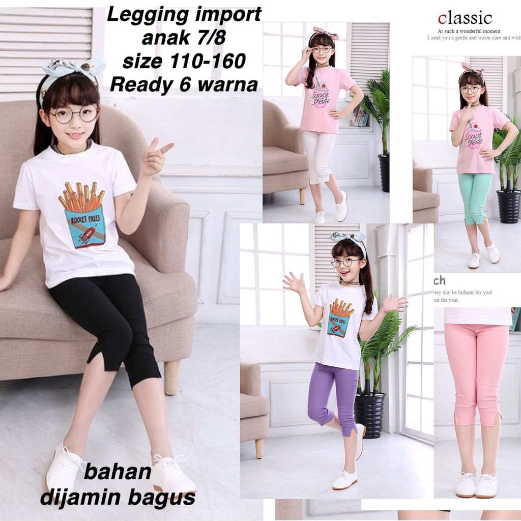 (LOLI-JKT) LEGGING IMPORT ANAK CEWEK 7/8 LEGGING PENDEK NYAMAN DIPAKAI (PENDEK)