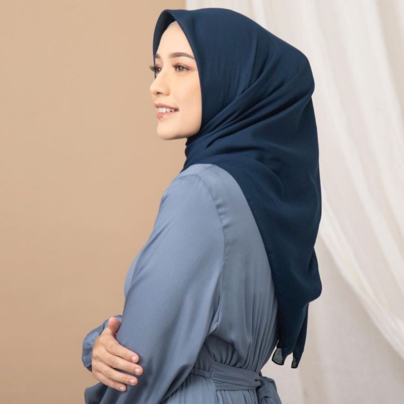 JILBAB VOAL PLAIN ULTRAFINE VOAL IRON LOGO HEAVEN LIGHTS-Navy