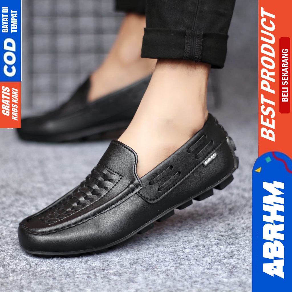 ABRHM MORIZ Sepatu Casual Slip On Pria Kulit Pu Slop Cowok Anti Slip Ori