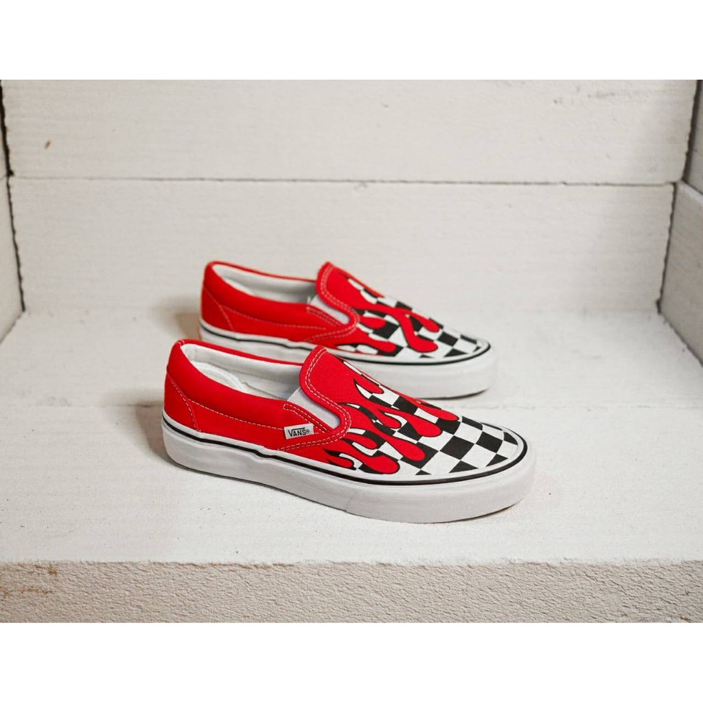 Vans Slip On Checkerboard Flame Red