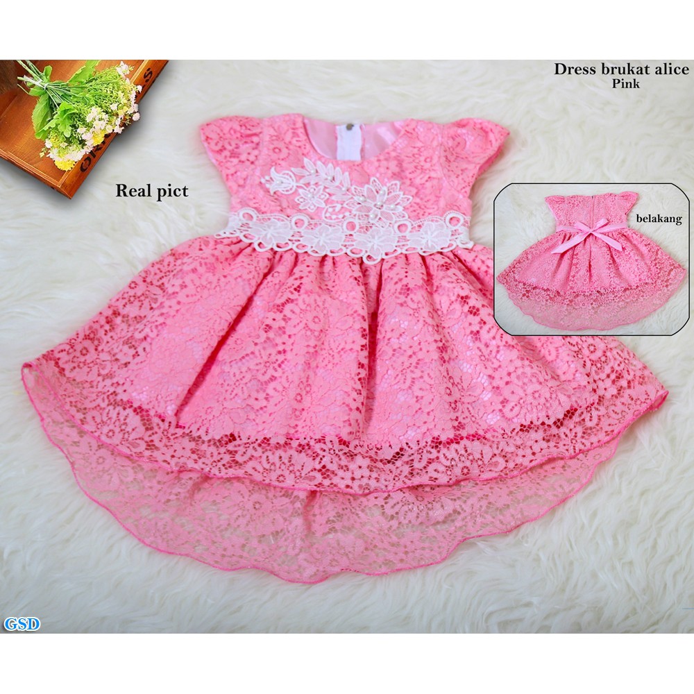 Dress Kids Alice/Baju Terusan Dress Anak Import/Casual Mini Midi Dress Brukat Anak/Baju Anak Murah