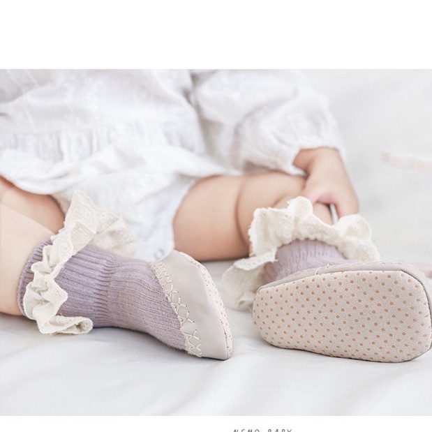 0-2 thn KAOS KAKI RUFFLE LACE ANTI SLIP PREWALKER SEPATU BAYI ANAK SHOES catalog NMBB FB