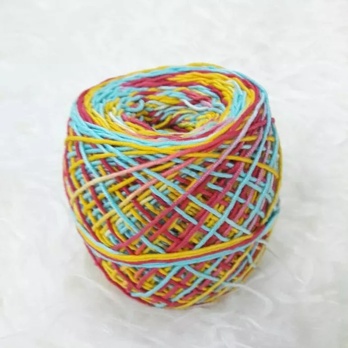 Benang Rajut Katun Bali Big Ply - Sembur Merah Biru Kuning