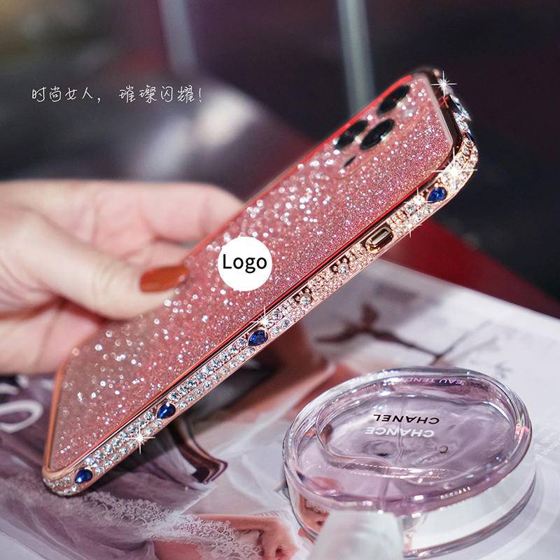 Casing iPhone 13 12 11 Pro MAX XS MAX XR frame metal Hias Berlian Imitasi