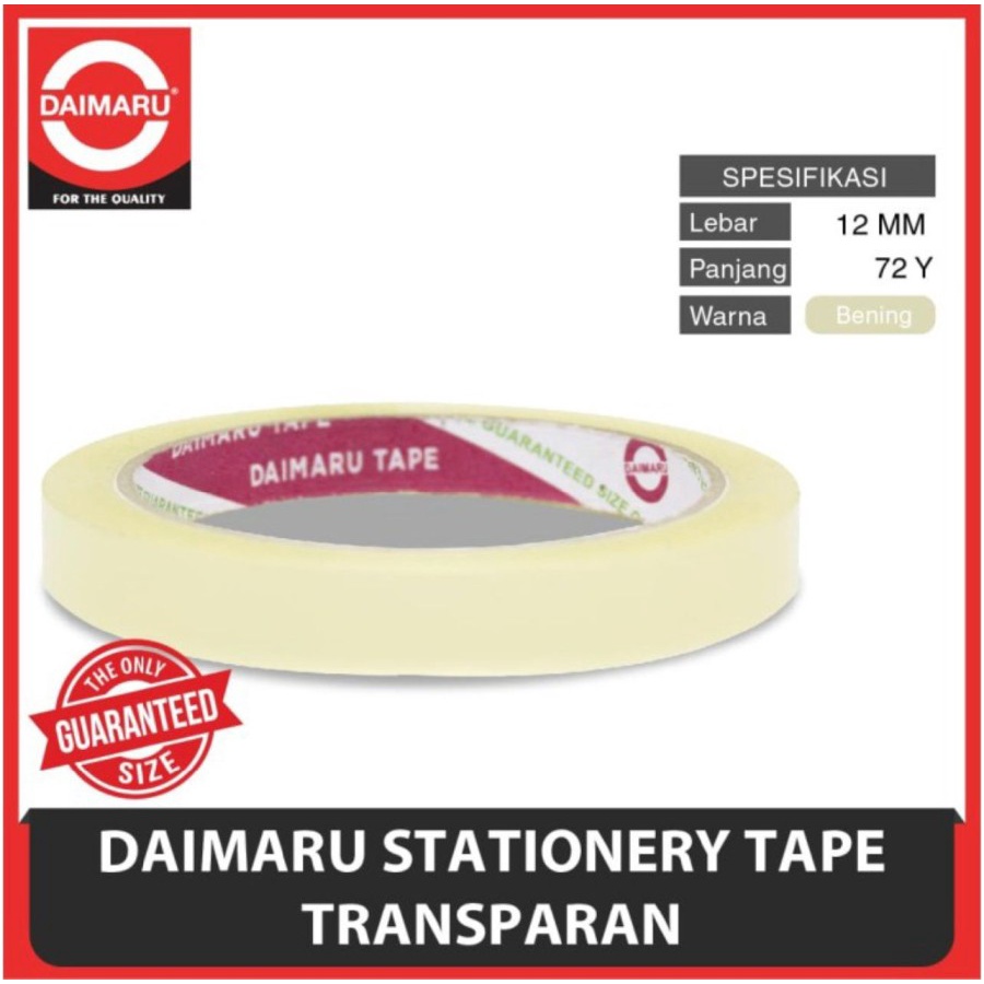 

Daimaru Stationery Tape Transparan 12 mm x 72 Yard