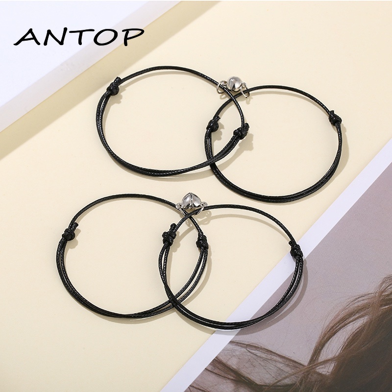 2 Pcs Gelang Couple POLOS Magnetik Pasangan Tali Lilin Pria Dan Wanita Aksesoris Fashion Hadiah ANTOP