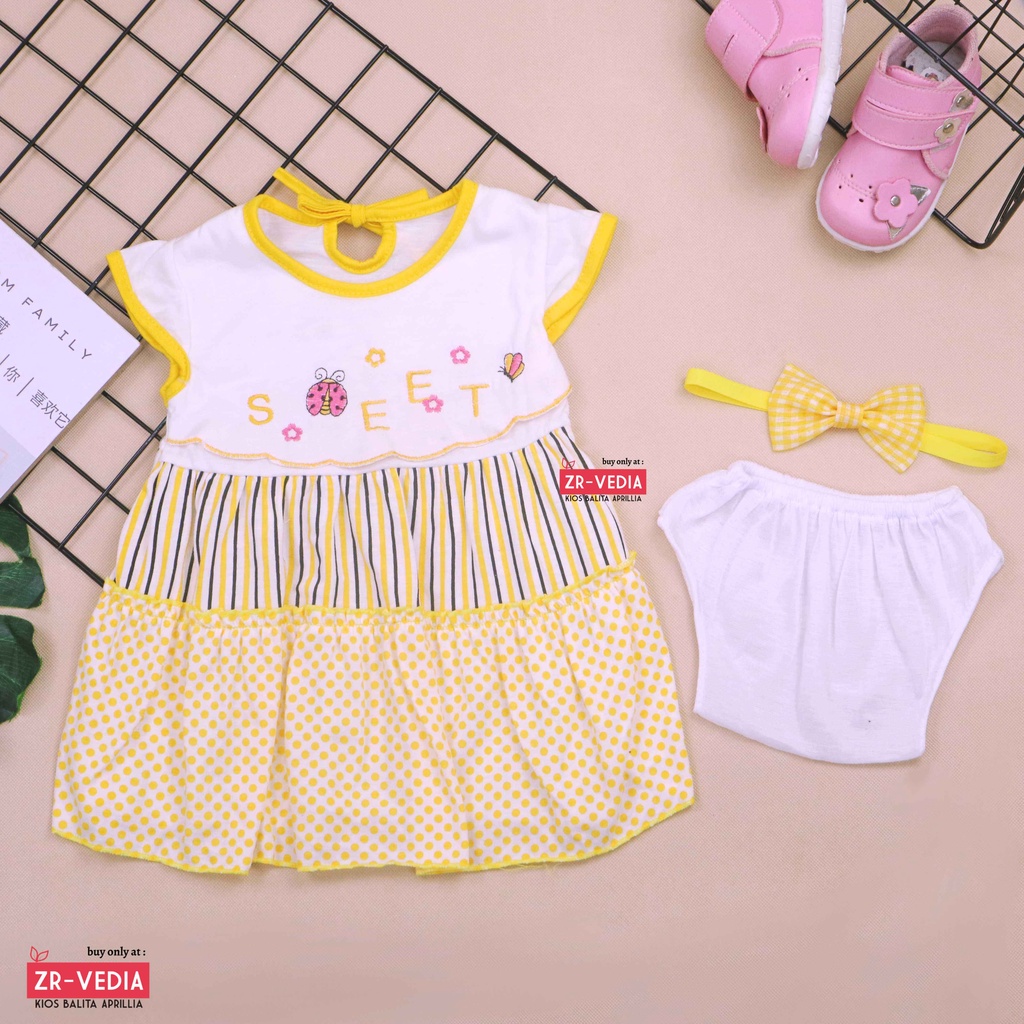 [GRATIS BANDO] Setelan Bayi Imut size 0-12 Bulan / Baby New Born Baju Anak Perempuan  SNI Dress Lucu