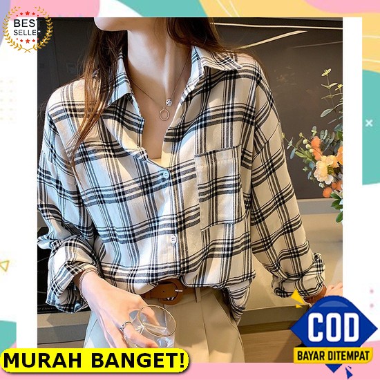 T 026 Blouse Wanita Lengan Panjang Bluse Jumbo Bunga Kekinian Atasan Cewe Fashion Katun Rayon [Felic