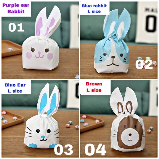 10pcs plastik rabbit souvernir ultah /goddie bag Large bisa untuk snack