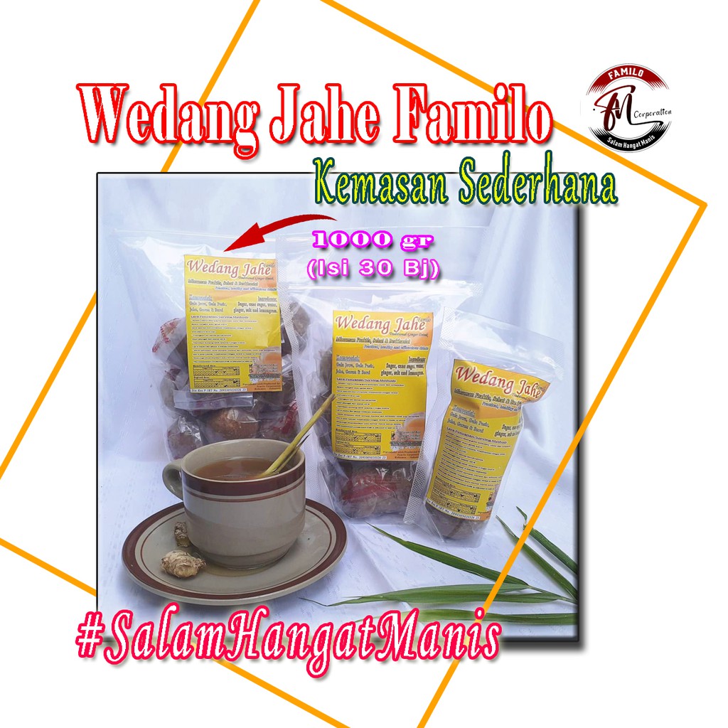 

WEDANG JAHE FAMILO GULA JAHE KEMASAN SEDERHANA 1000 GRAM (ISI 30 BIANGj)