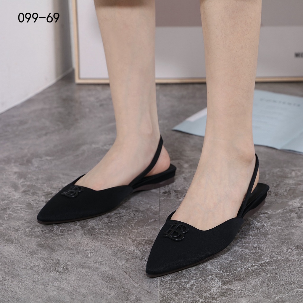 Bo Satin B-Logo Flat Shoes 099-69