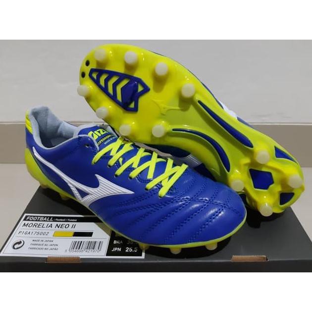 SOCCER SHOES ORIGINAL GRADE SEPATU BOLA - SOCCER MIZUNO MORELIA NEO II LEATHER BLUE PRINT SY - FG