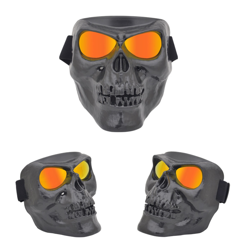 HEONYIRRY Masker Motor Topeng Airsoft Gun Full Face Model Tengkorak Skull Ghost Raider - MT009