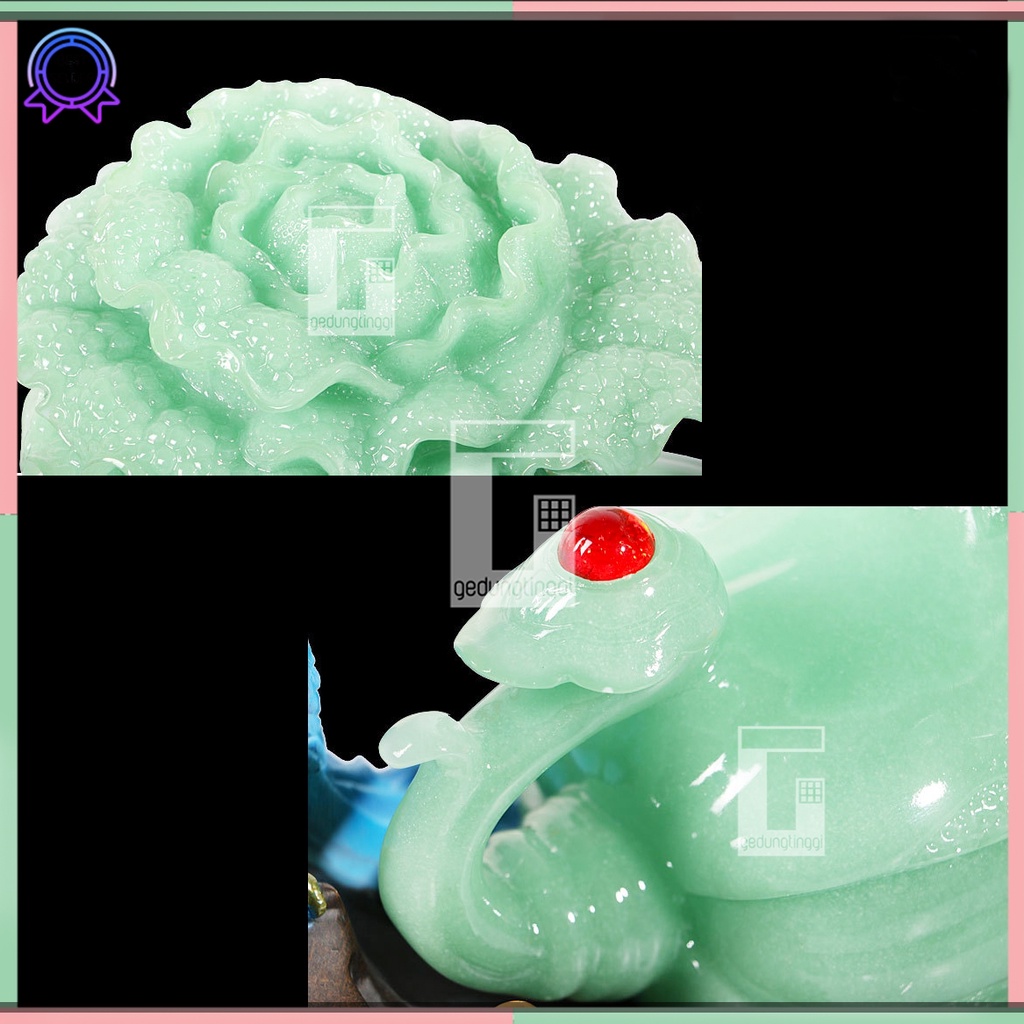 Pajangan Patung Hiasan Hadiah Kado Sawi Putih Bai Cai Bulu Burung Merak Phoenix Bunga Teratai Lotus Meja Kantor Aesthetic Benda Hoki Rejeki Rezeki Fengshui Feng Shui Tree Decoration Pohon Keberuntungan Wedding Happy Anniversary Batu Giok Resin Emas Cina