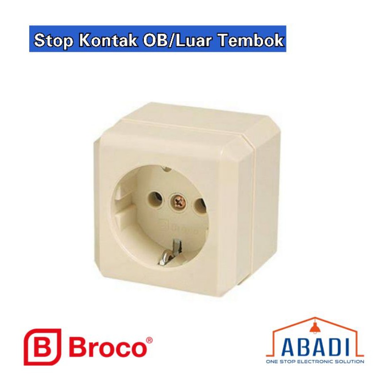 Broco Stop Kontak OB | Stop Kontak Broco 1 Lubang Keramik | Stop Kontak Broco Luar Tembok 1 LB