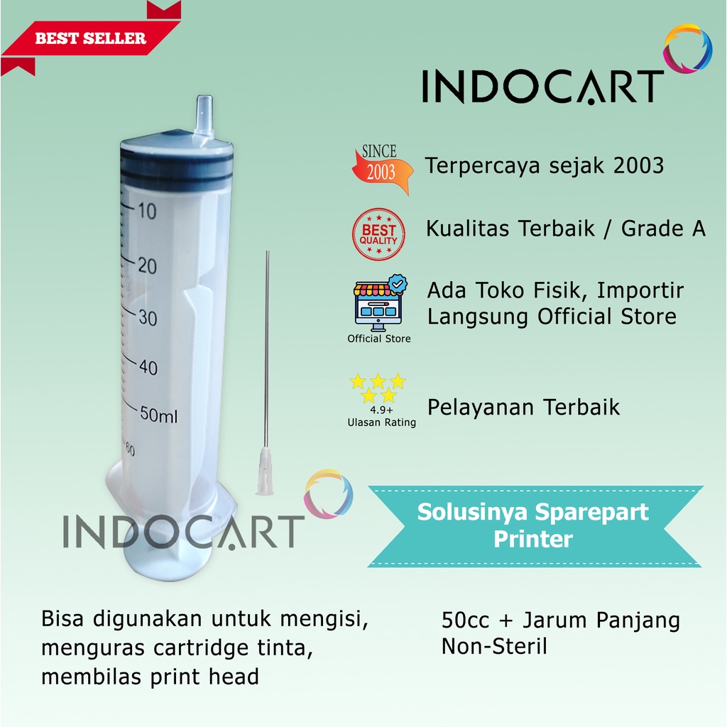 Syringe Spuid Spuit-Jarum Suntik-Suntikan Tinta-50cc Plus Jarum 10cm