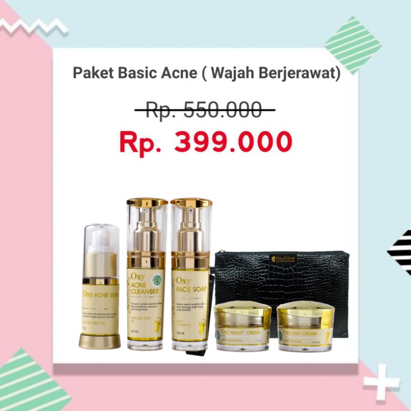 Paket Skincare Flek/Acne/Whitening OxyGlow Bonus Pouch Croco (Leather Bag)-ACNE