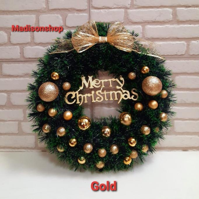

BISA COD Christmas Krans 45 Cm Dekorasi Hiasan Pintu Daun Lingkar Natal Wreath