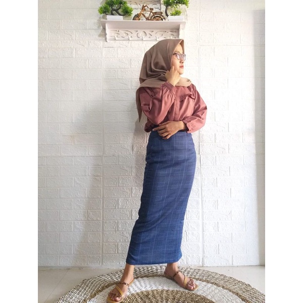 rok span rok motif kotak kotak rok korean style rok scuba rok model terbaru rok kekian