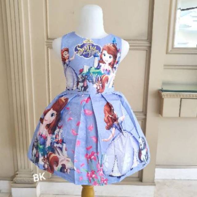 GA2604 SOFIA CASTLE DRESS PINK WHITE GAUN PESTA PRINCESS ANAK PEREMPUAN IMPORT MURAH BAGUS  LEBARAN