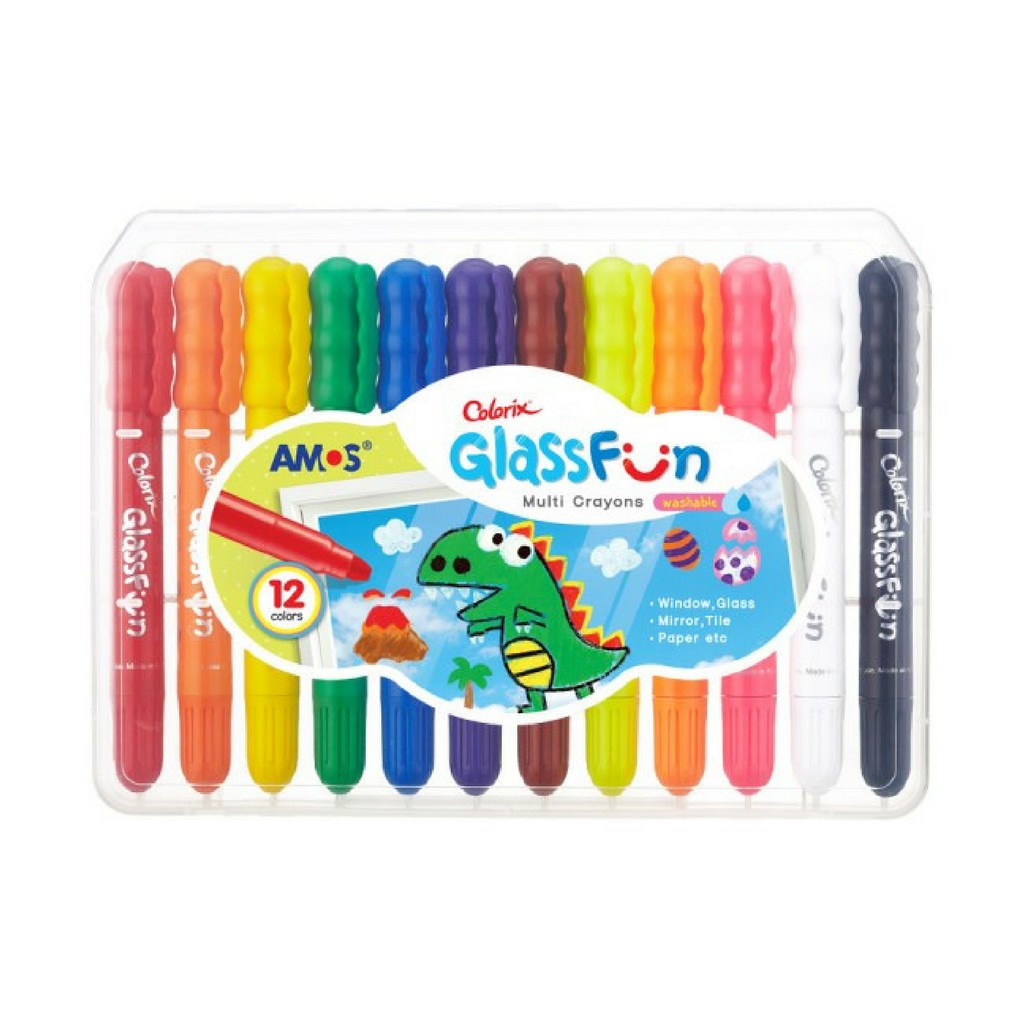 

New New Product - Multi Crayon Amos Colorix Glass Fun 12 color - GF12PC