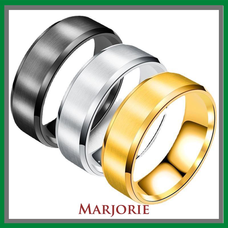 Cincin Jari Bahan Titanium Warna Hitam Emas Silver Untuk Pria-MJD