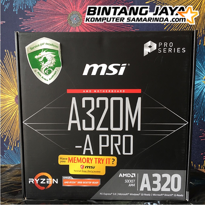 Motherboard / Mobo AMD MSI A320M-A PRO AM4 Socket PCI-E 3.0 AMD Rzyen 3000 DDR4