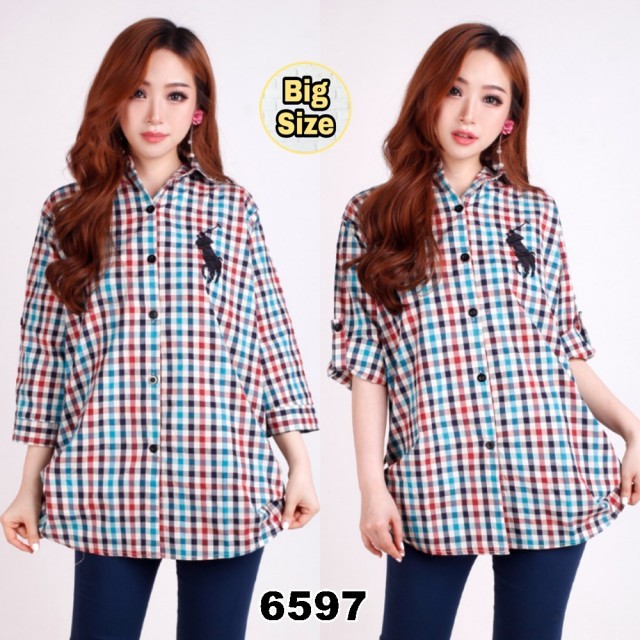 012 KEMEJA JUMBO LILIA Pakaian Wanita Dewasa  Gaya Kekinian Baru Murah Grosir Tanah Abang