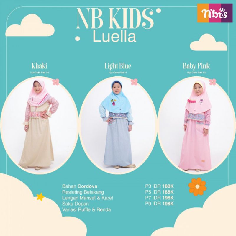 GAMIS ANAK NBRS KIDS LUELLA SET HIJAB ( COD ) Usia 3-9 tahun