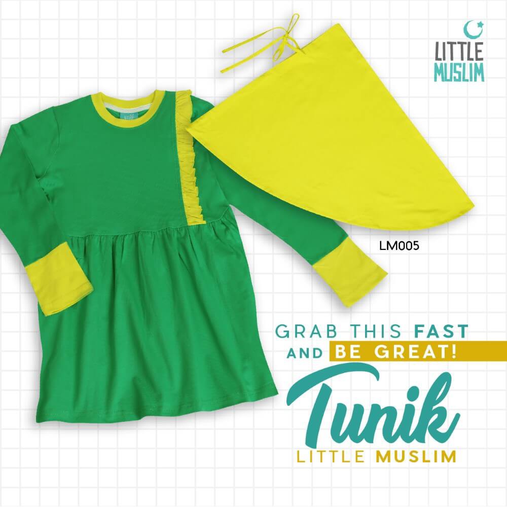 Set Tunik Anak Afrakids &amp; Jilbab - Little Muslim AFRA - LM005 - Baju Muslim Anak Perempuan