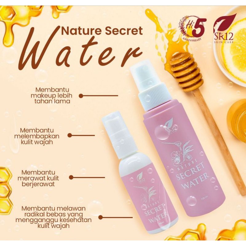 Nature Secret Water SR12 - Membuat Make UP Tahan Lama - Untuk Kulit Kering dan Berjerawat - BPOM