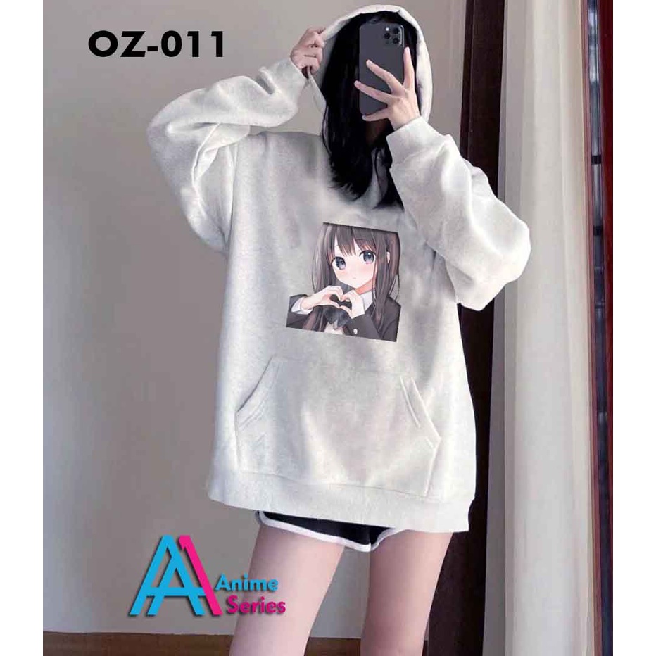 AA1 - Hoodie Anime Series Jumbo OVERSIZE Fleece Cewek Wanita || COD Bayar Dirumah