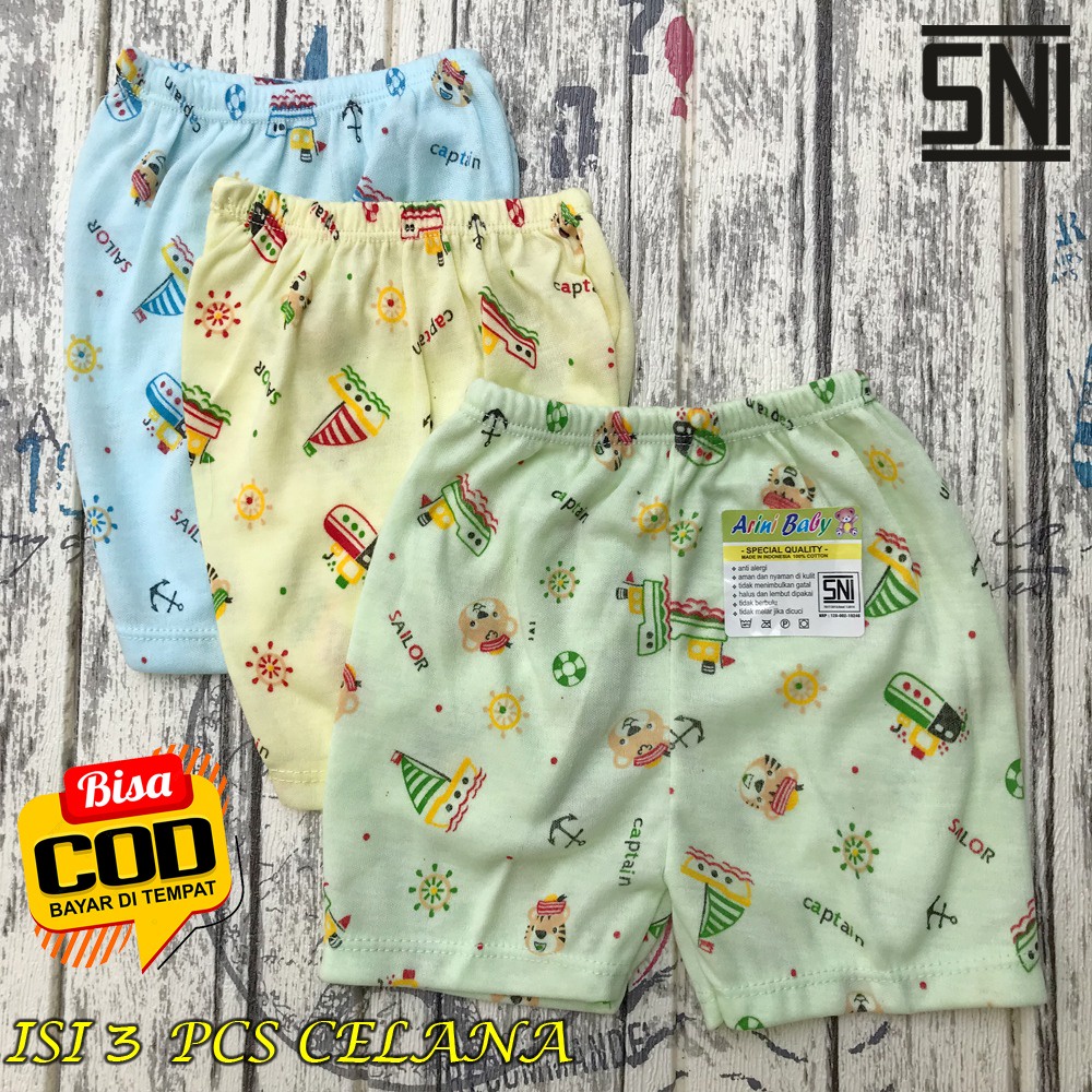 3 Pcs Celana Pendek Bayi Baru Lahir Celana Motif Kualitas SNI Bayi Baru Lahir DNW BABY