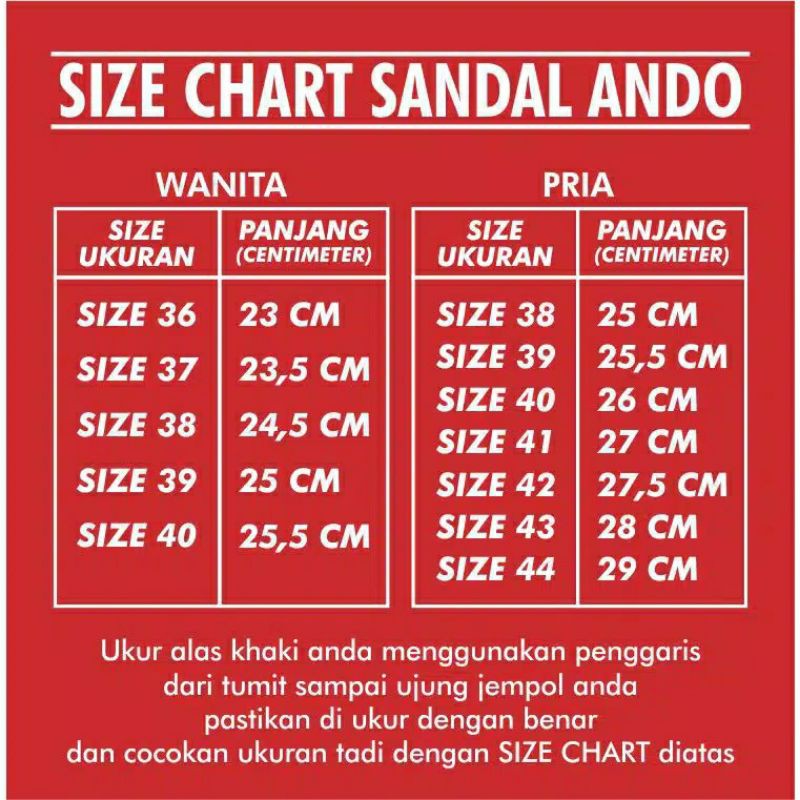 Ando Hawaii Size BESAR 43, 44, 45, 46 Sandal Jepit Pria Ukuran Jumbo Sendal Laki Big Size Ando Original